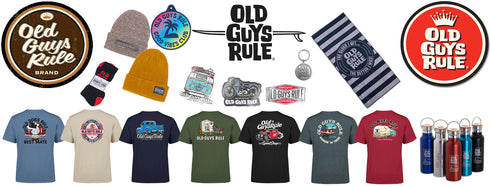 OLD GUYS RULE STACKED LOGO' STICKER DECAL - METALLIC SILVER